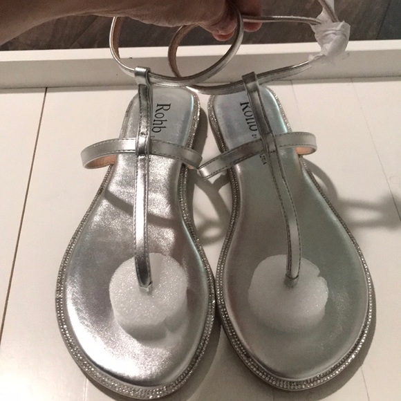 Rohb santini silver t strap bling flat sandals - Picture 5 of 10